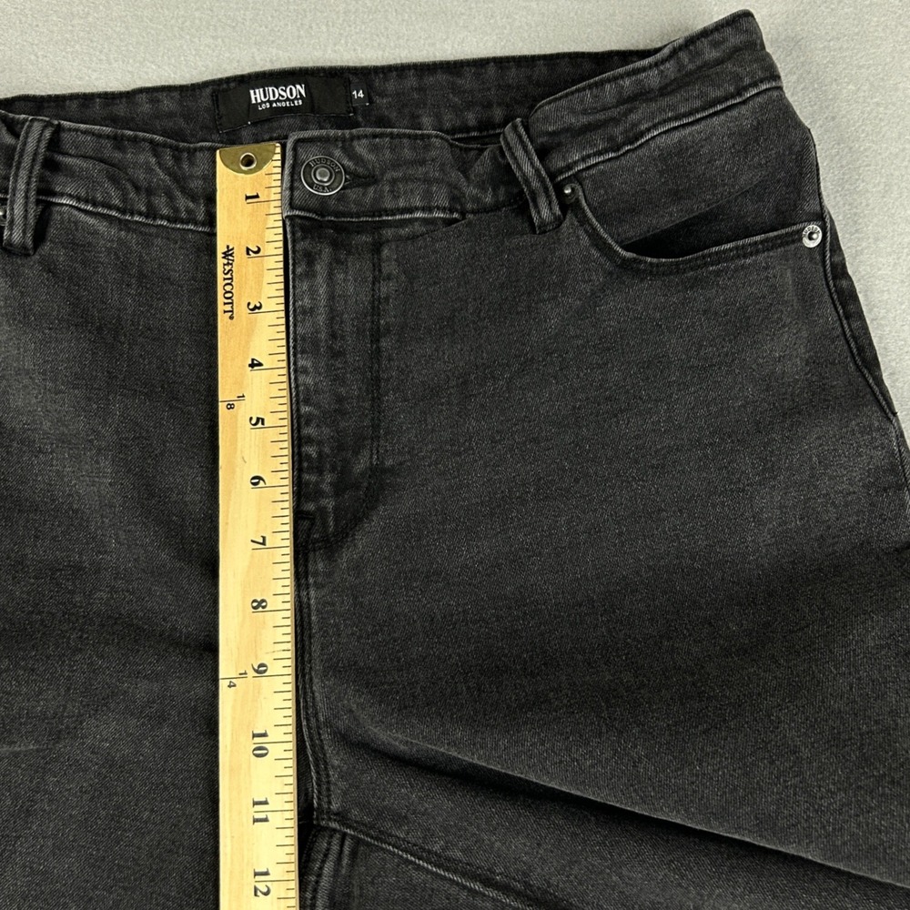 Hudson Jeans Straight Leg Women 14 Black Denim Casual High Rise Stretch - Picture 9 of 10